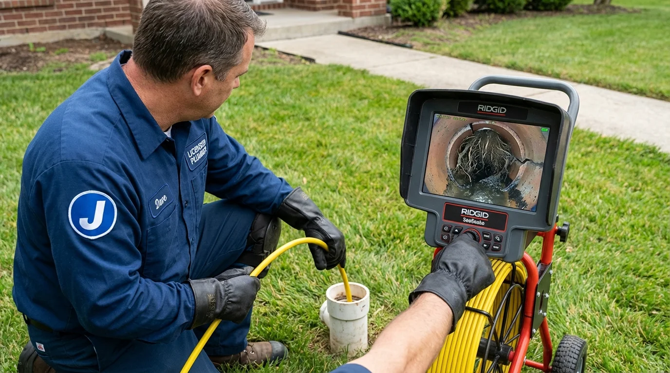 Sewer camera inspection being performed by Johns Plumbing LLC in Weimar