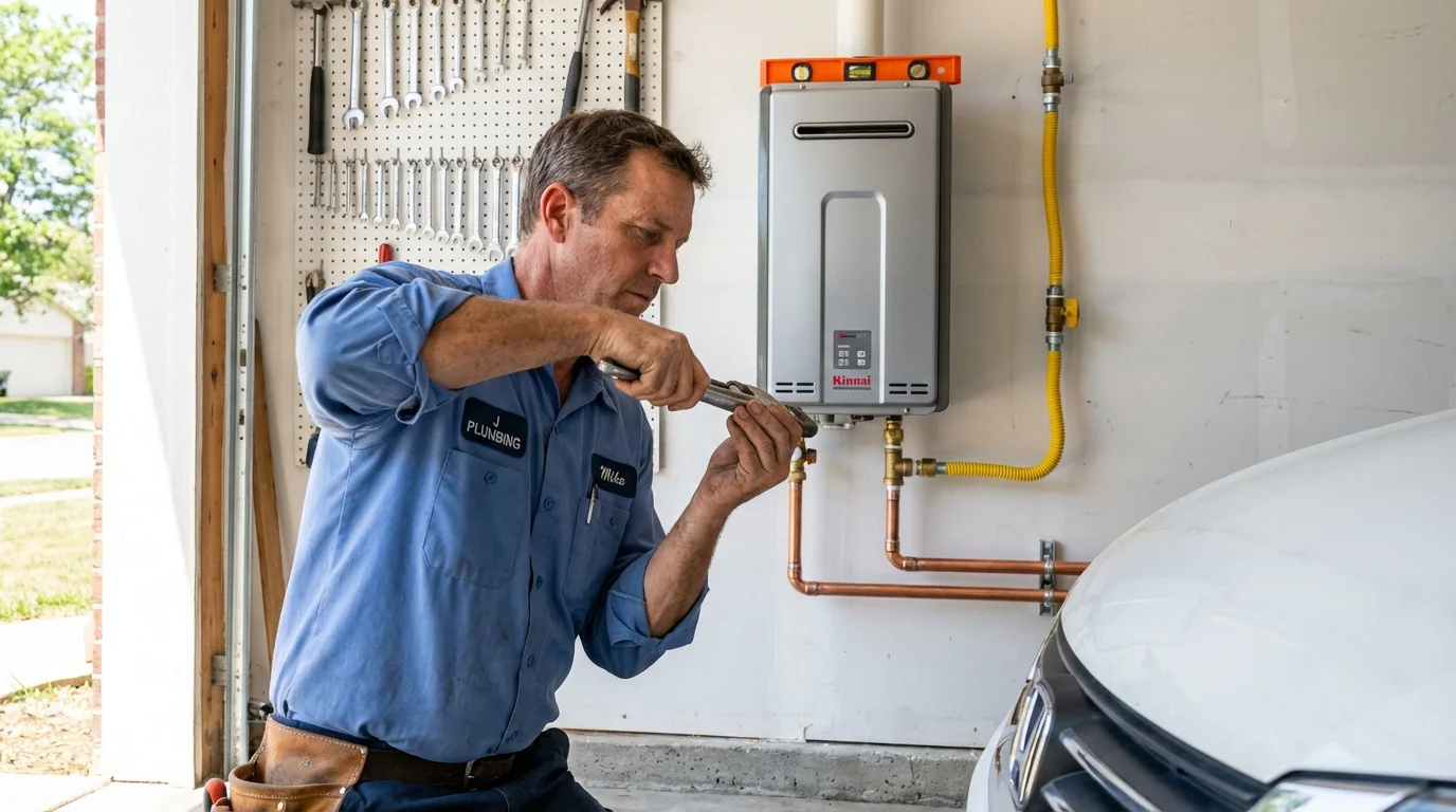 Tankless water heater installation by a Johns Plumbing LLC plumber in Weimar